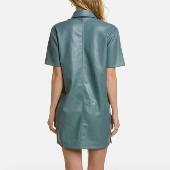 NEW 7 For All Mankind Faux Leather Shirt Dress Button Down Size Small - Picture 2 of 7